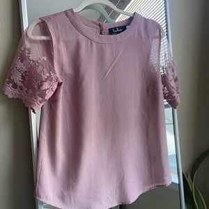 Lulu’s Pink Lace Sleeve Blouse